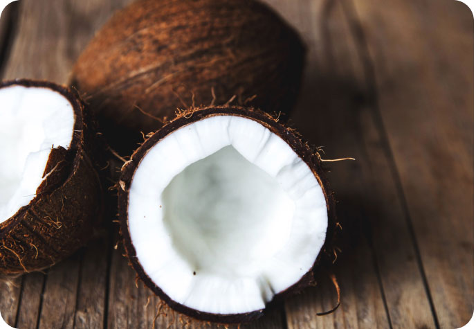 One Coconut and Two half coconuts